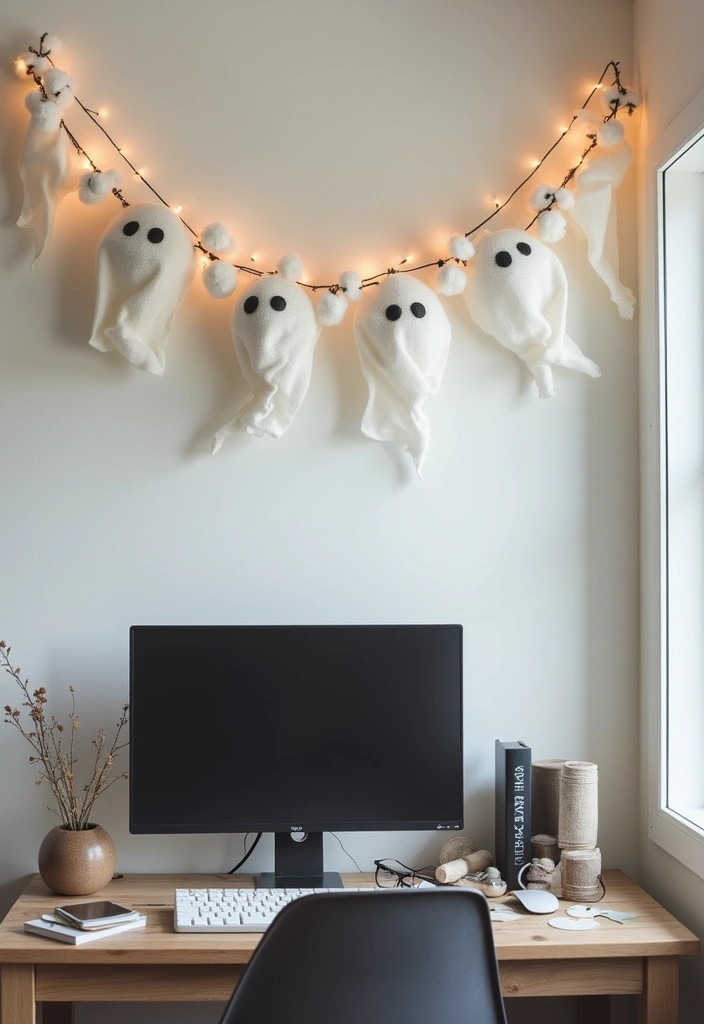 20 Halloween Office Decor Ideas That Are Spooky & Fun - 4. Ghostly Garland