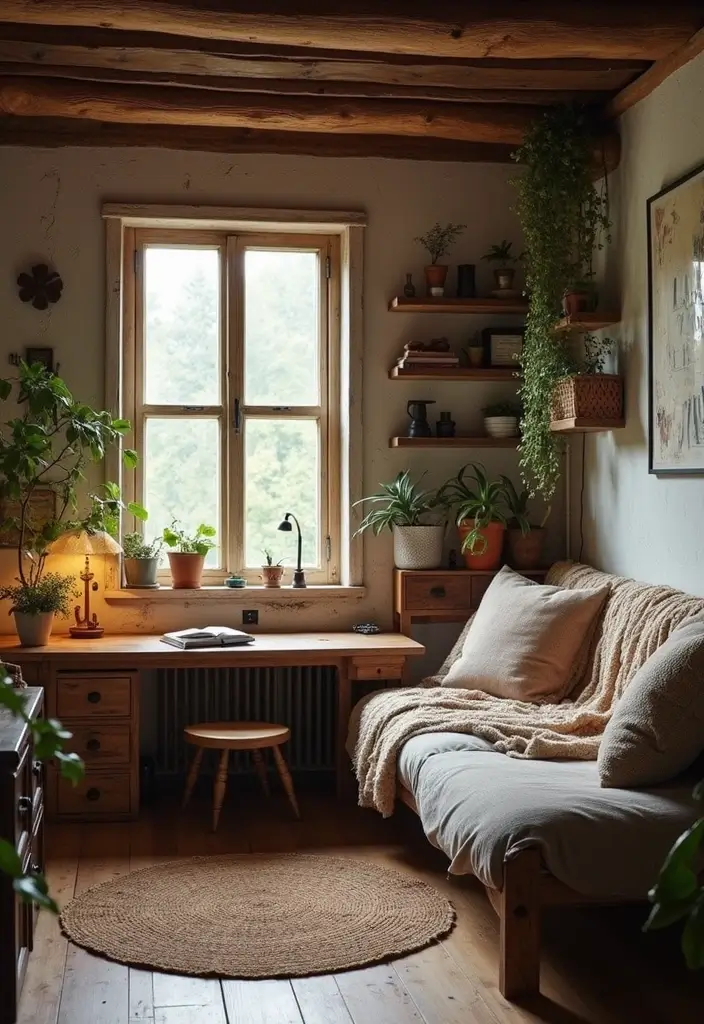 10 Home Offices with Daybeds That Double as Guest Rooms - 2. Rustic Charm