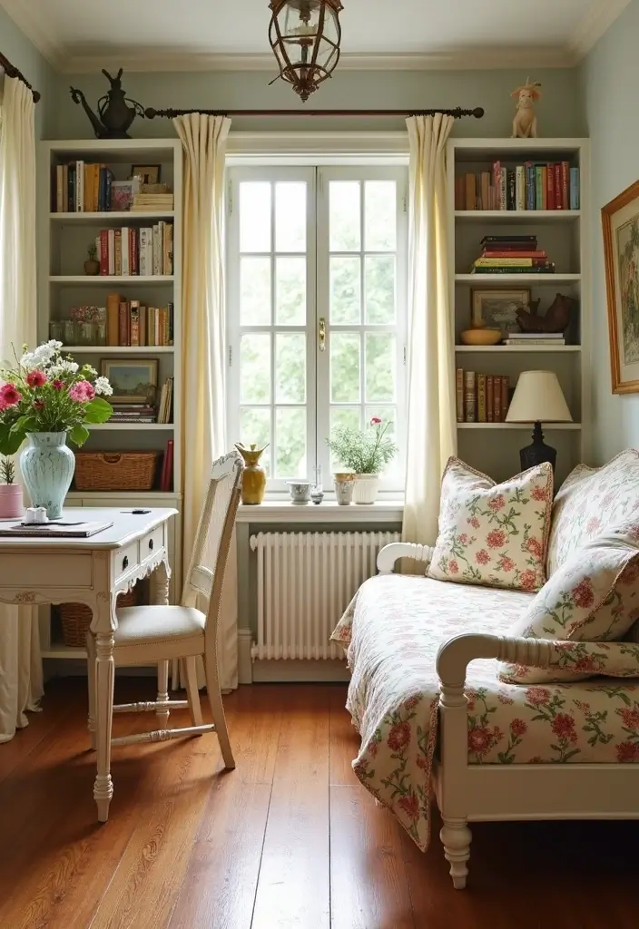 10 Home Offices with Daybeds That Double as Guest Rooms - 4. Cozy Cottage Vibes