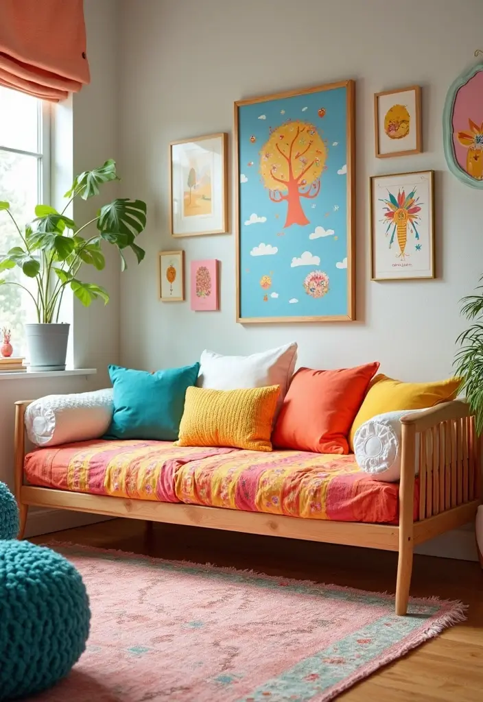 10 Home Offices with Daybeds That Double as Guest Rooms - 6. Bright and Playful