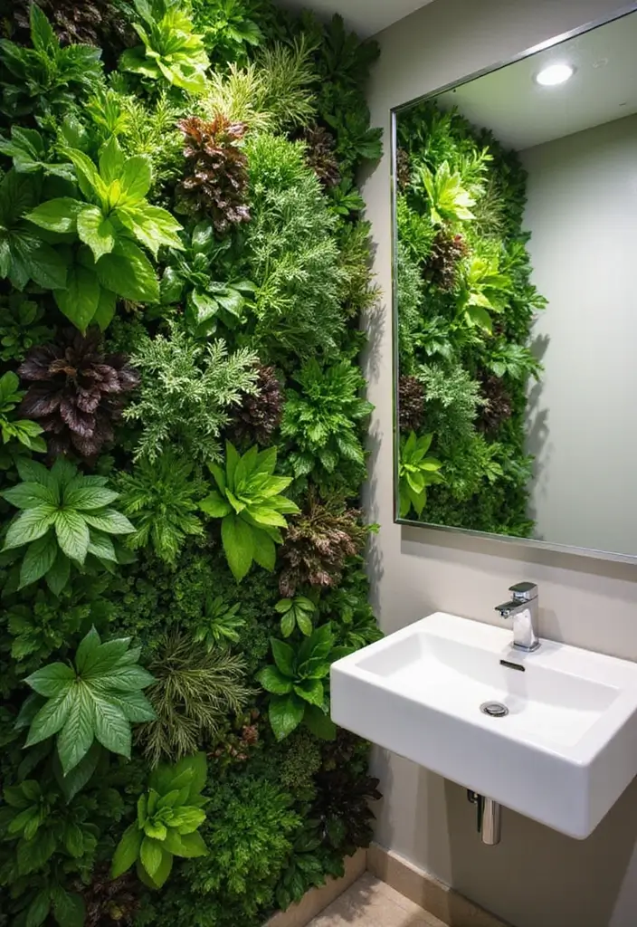 10 Office Bathroom Design Ideas That Surprise - 1. Green Wall Gardens