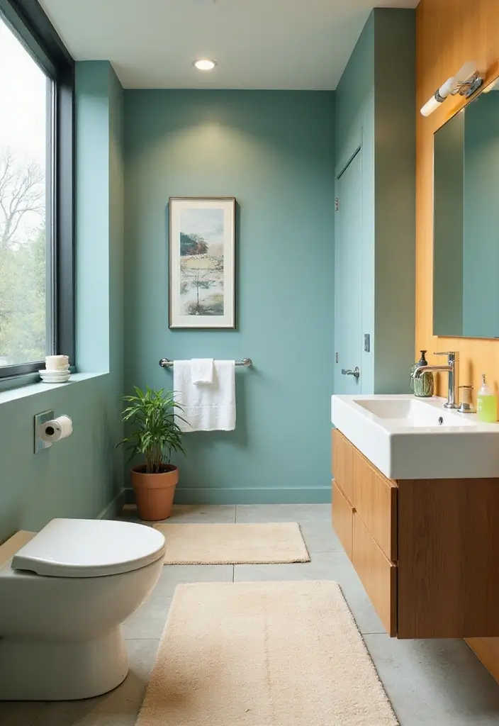 10 Office Bathroom Design Ideas That Surprise - 6. Conscious Color Choices