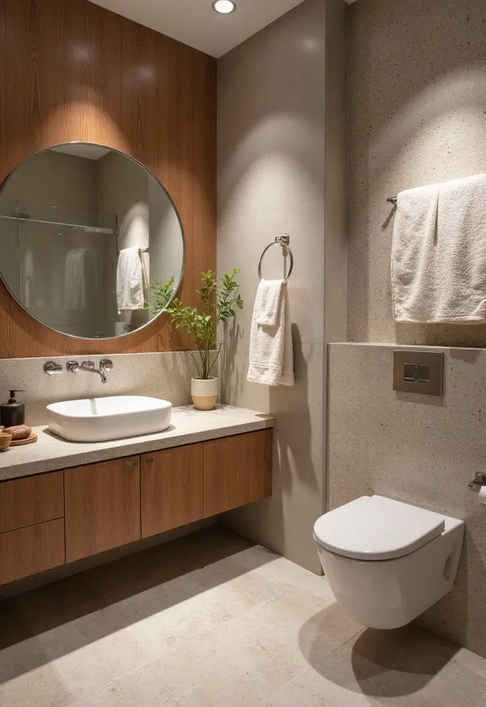 10 Office Bathroom Design Ideas That Surprise - 8. Natural Textures