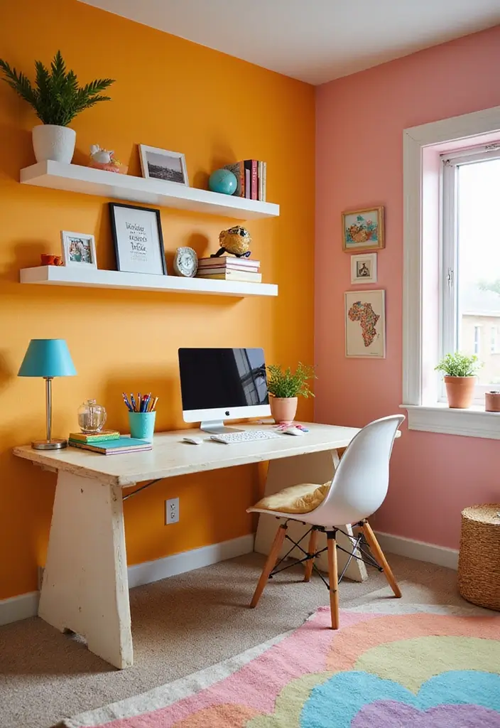 10 Office + Playroom Combo Ideas That Really Work - 1. Bright and Bold Color Schemes