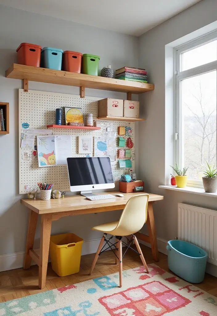 10 Office + Playroom Combo Ideas That Really Work - 3. Creative Storage Solutions