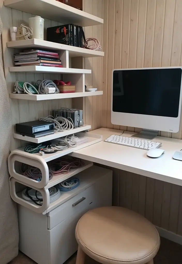 12 Clever Closet Office Ideas That Save Space - 10. Smart Cable Management
