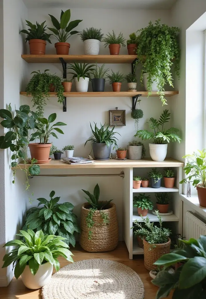 12 Clever Closet Office Ideas That Save Space - 11. Incorporate Nature with Indoor Plants