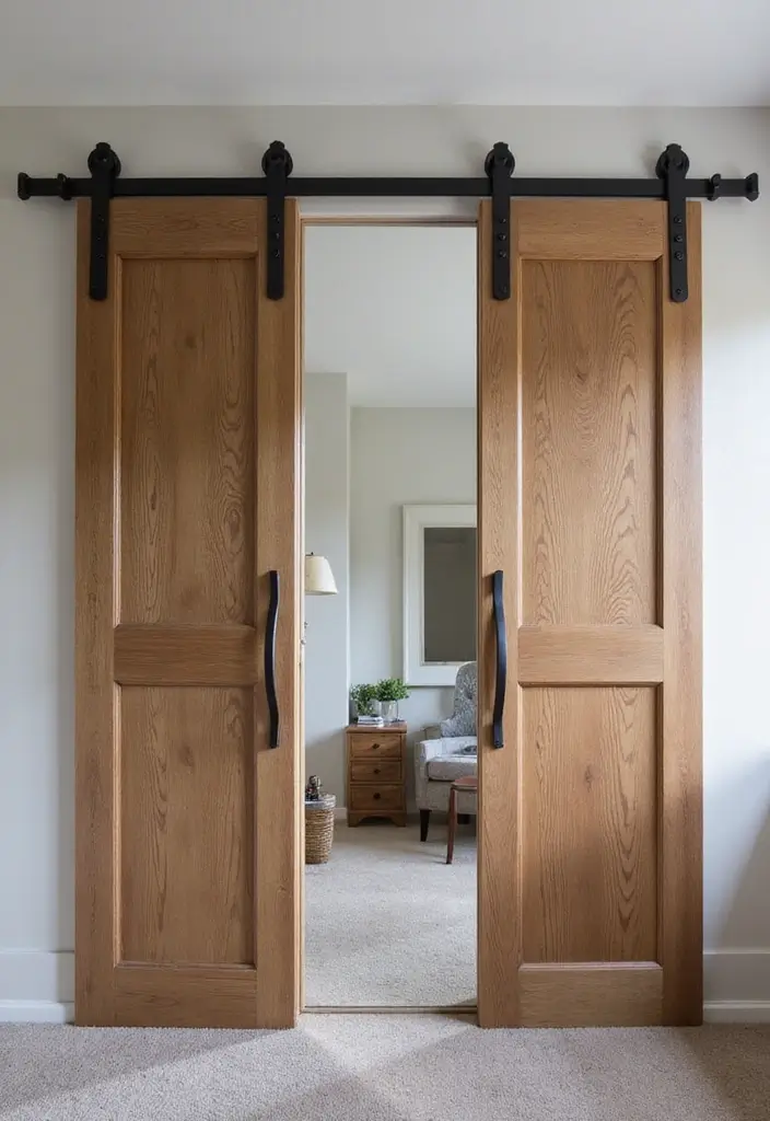 12 Clever Closet Office Ideas That Save Space - 4. Chic Closet Doors for Stylish Separation