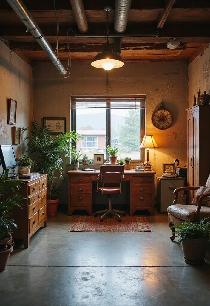 12 Garage Office Transformations That Wow - 10. Vintage Vibes