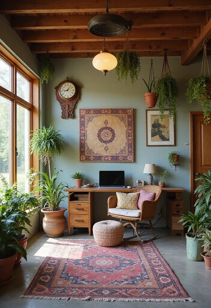 12 Garage Office Transformations That Wow - 4. Bohemian Bliss