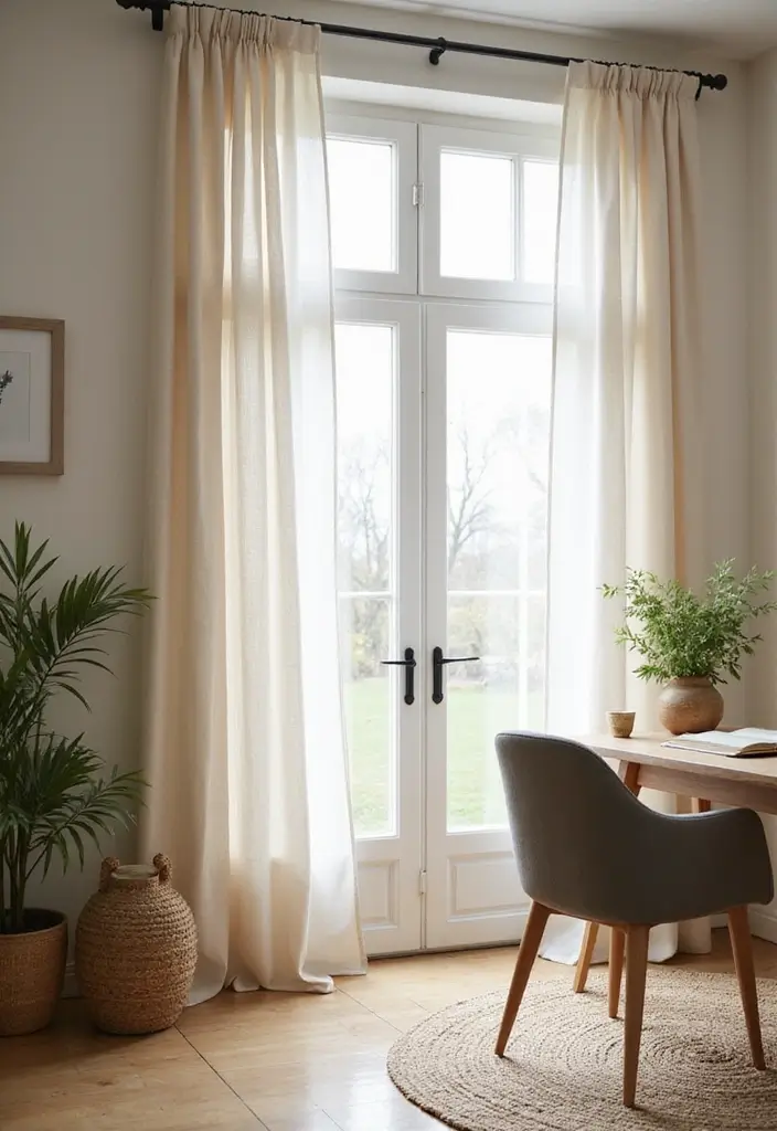 12 Office Curtain Ideas That Add Privacy & Style - 1. Organic Cotton Curtains