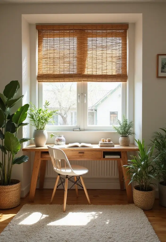 12 Office Curtain Ideas That Add Privacy & Style - 3. Bamboo Blinds