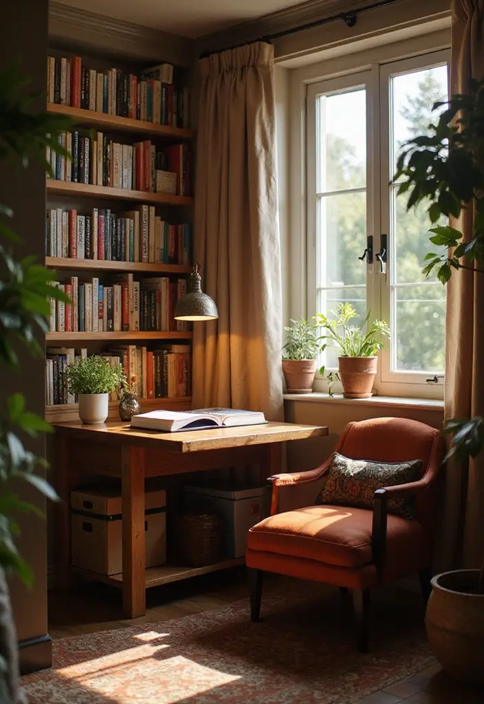 12 Office Nook Ideas for Small Spaces - 5. Cozy Reading Nook Turns Office