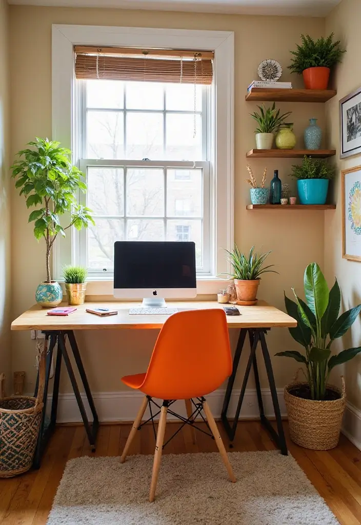12 Office Nook Ideas for Small Spaces - 7. Colorful Accents