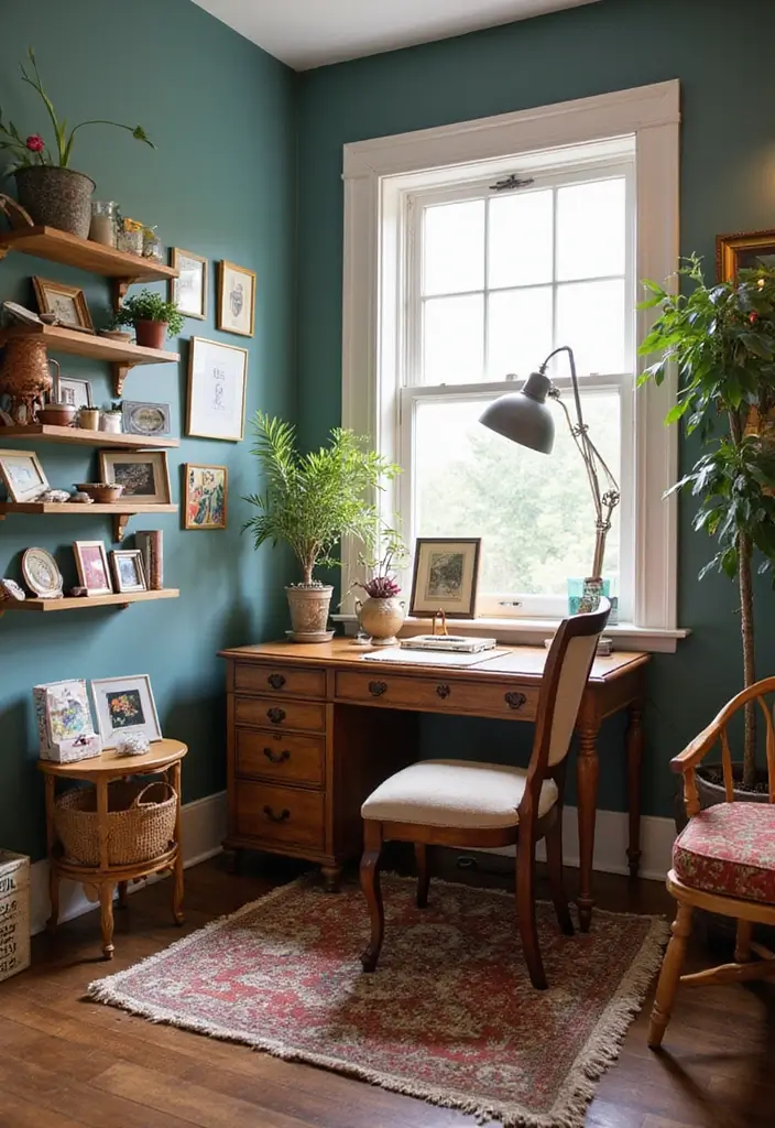 12 Office Nook Ideas for Small Spaces - 9. Vintage Touches