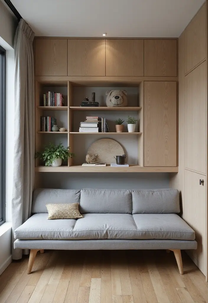 12 Small Office with Couch Ideas You’ll Love - 3. Multifunctional Magic: The Sleeper Couch