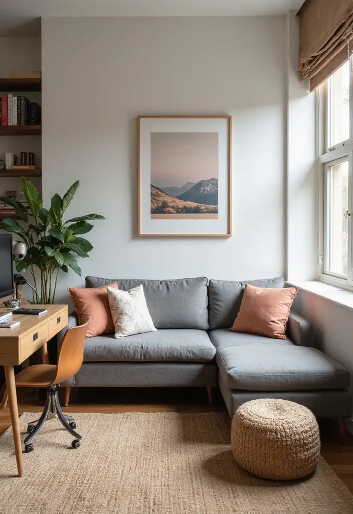 12 Small Office with Couch Ideas You’ll Love - 7. Cozy Workspace: The Sectional Sofa