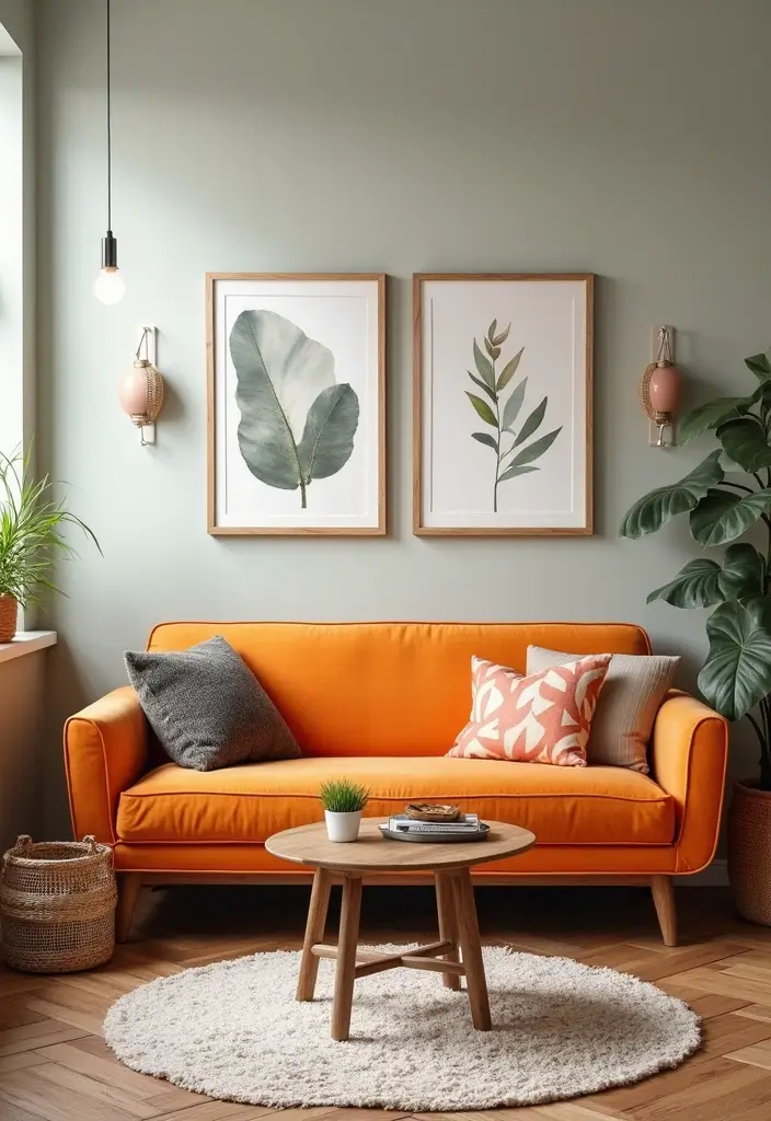 12 Small Office with Couch Ideas You’ll Love - 9. Bright and Bold: A Statement Couch