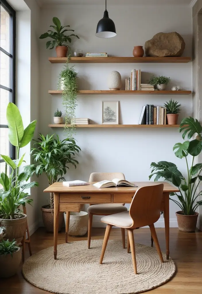 15 Home Office Library Ideas for Book Lovers - 13. Natural Elements