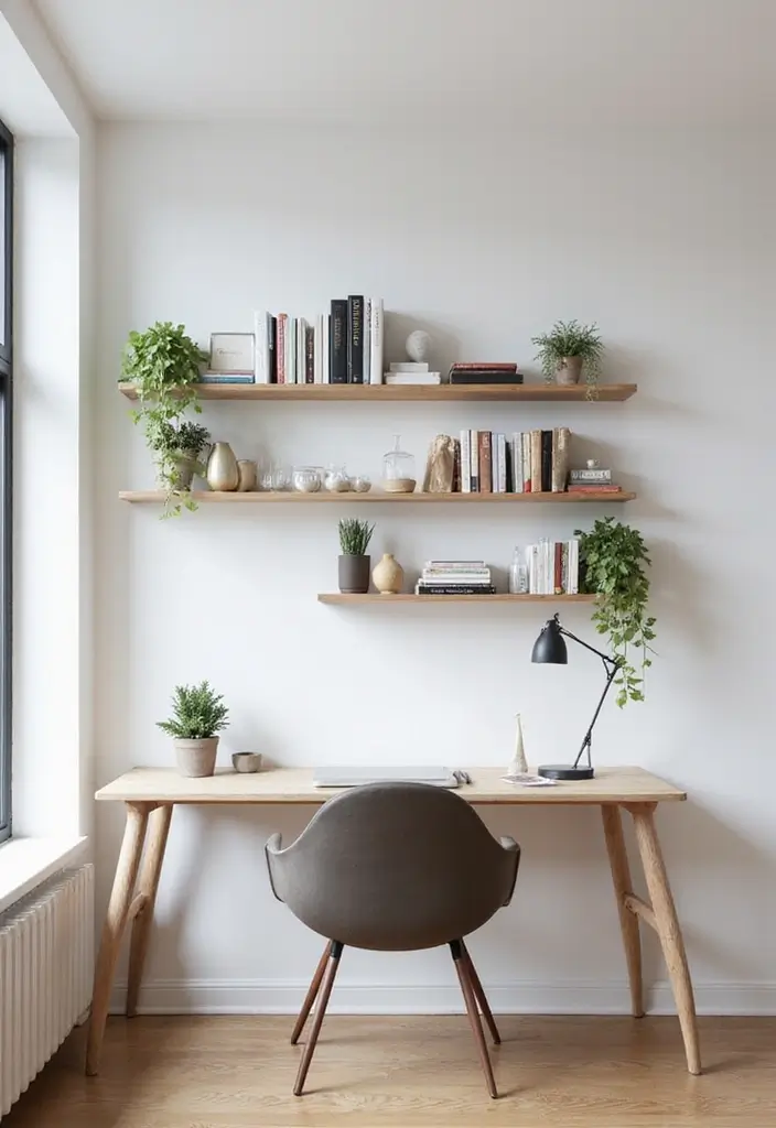 15 Home Office Library Ideas for Book Lovers - 2. Floating Shelves
