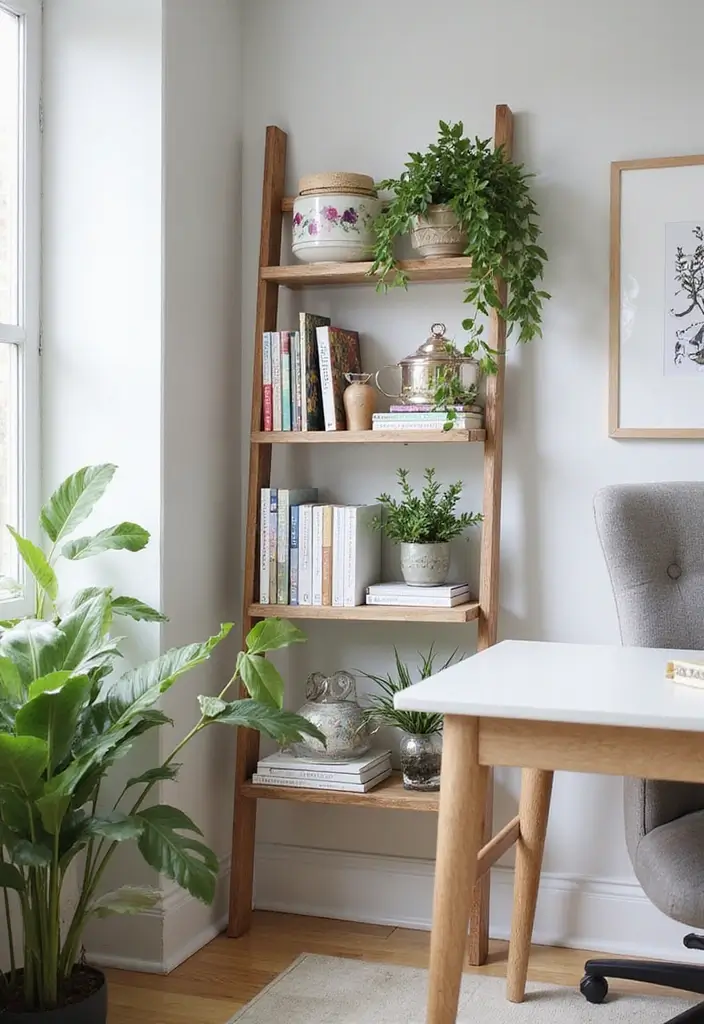 15 Home Office Library Ideas for Book Lovers - 4. Ladder Shelf
