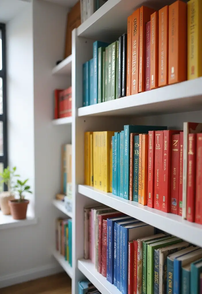 15 Home Office Library Ideas for Book Lovers - 5. Colorful Book Spines