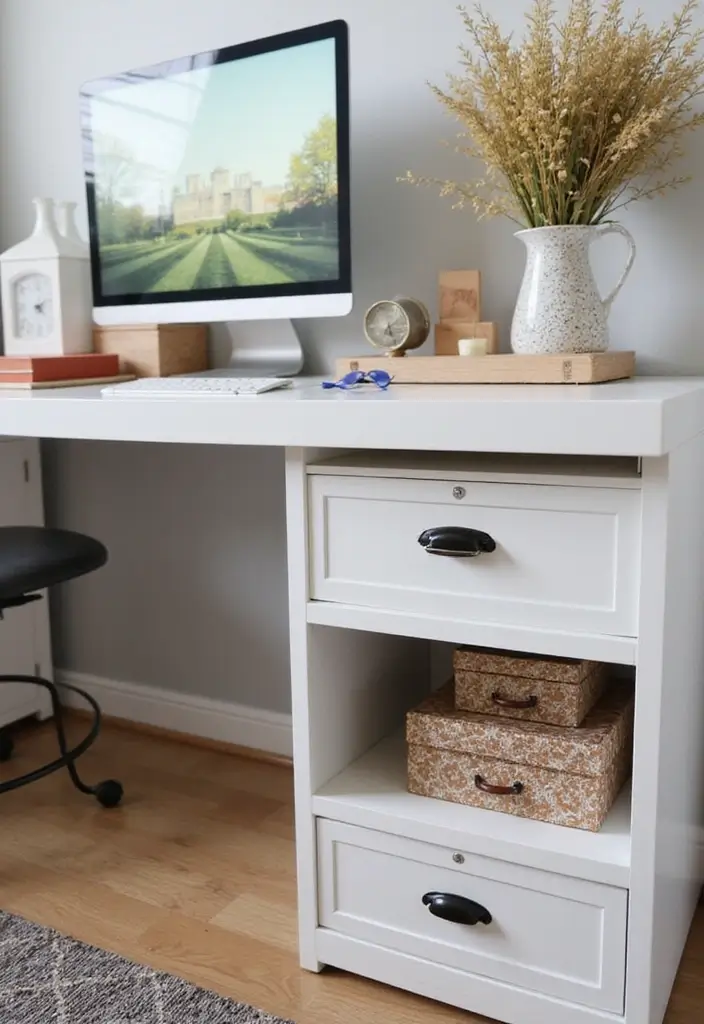 15 Home Office Library Ideas for Book Lovers - 6. Under-Desk Storage
