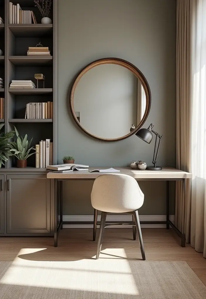15 Home Office Library Ideas for Book Lovers - 9. Use of Mirrors