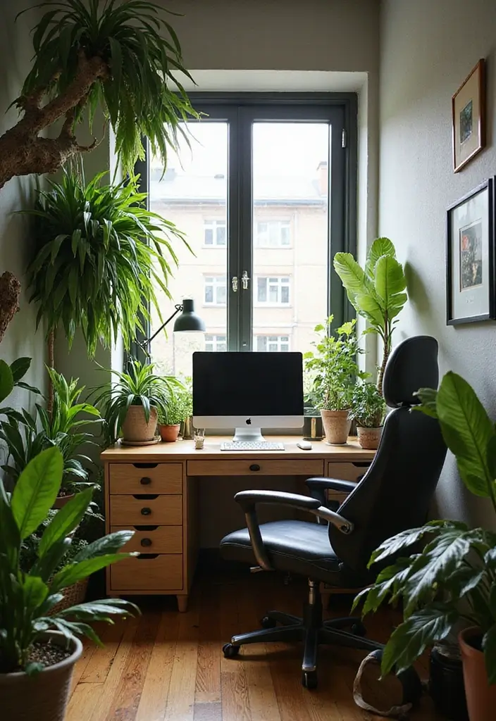 15 Inspiring Offices with Plants That Feel Refreshing - 10. Themed Botanical Nooks