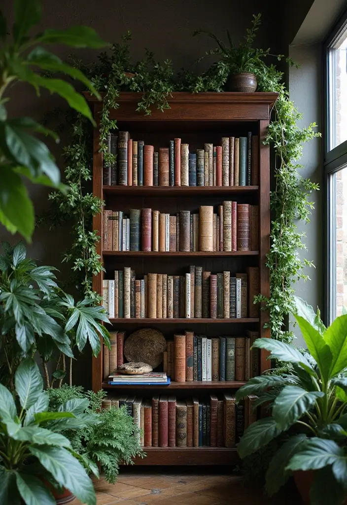 15 Inspiring Offices with Plants That Feel Refreshing - 11. Inspiring Bookcases with Greenery
