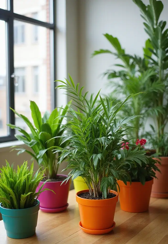15 Inspiring Offices with Plants That Feel Refreshing - 7. Colorful Plant Accents