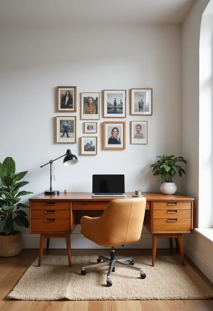 15 Mid-Century Modern Home Office Ideas That Pop - 10. Personal Touches