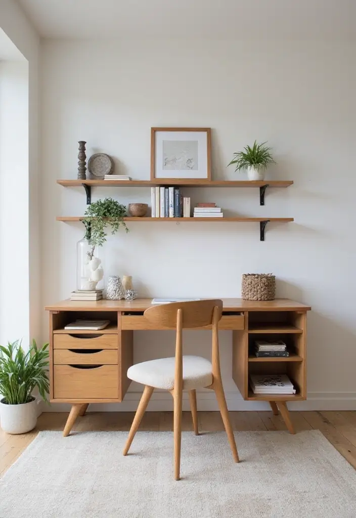 15 Mid-Century Modern Home Office Ideas That Pop - 13. Minimalist Clutter Control