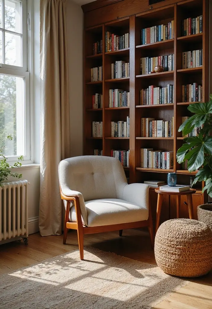 15 Mid-Century Modern Home Office Ideas That Pop - 14. Cozy Reading Nook