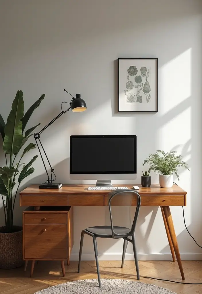 15 Mid-Century Modern Home Office Ideas That Pop - 15. Tech Integration