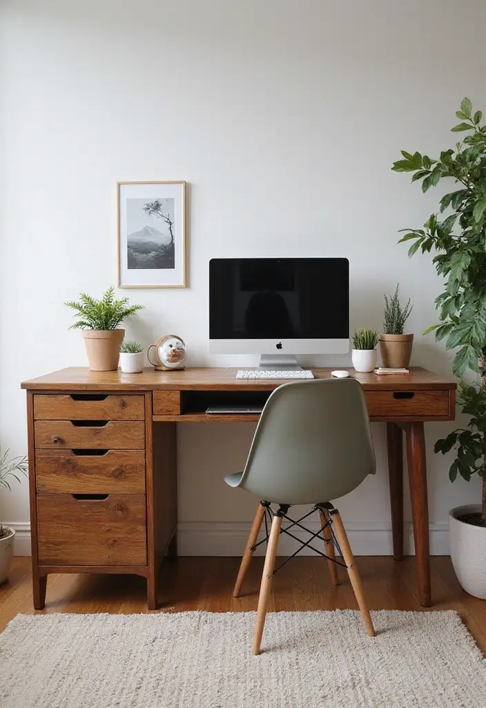15 Mid-Century Modern Home Office Ideas That Pop - 2. Sustainable Furniture Choices
