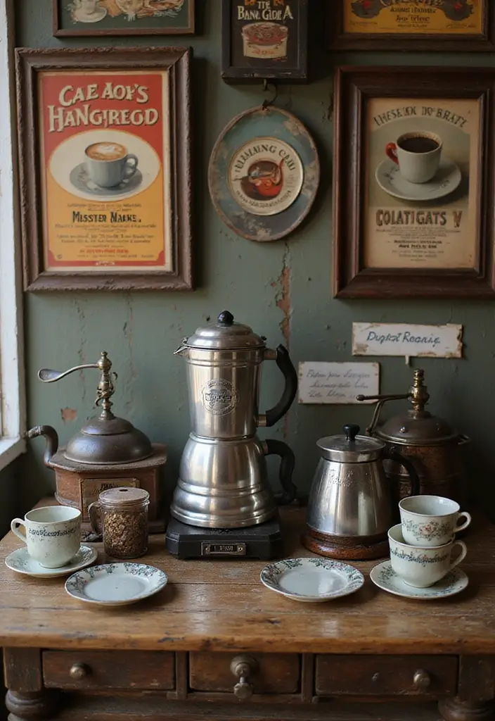 15 Office Coffee Station Ideas for Caffeine Lovers - 2. Vintage Coffee Bar