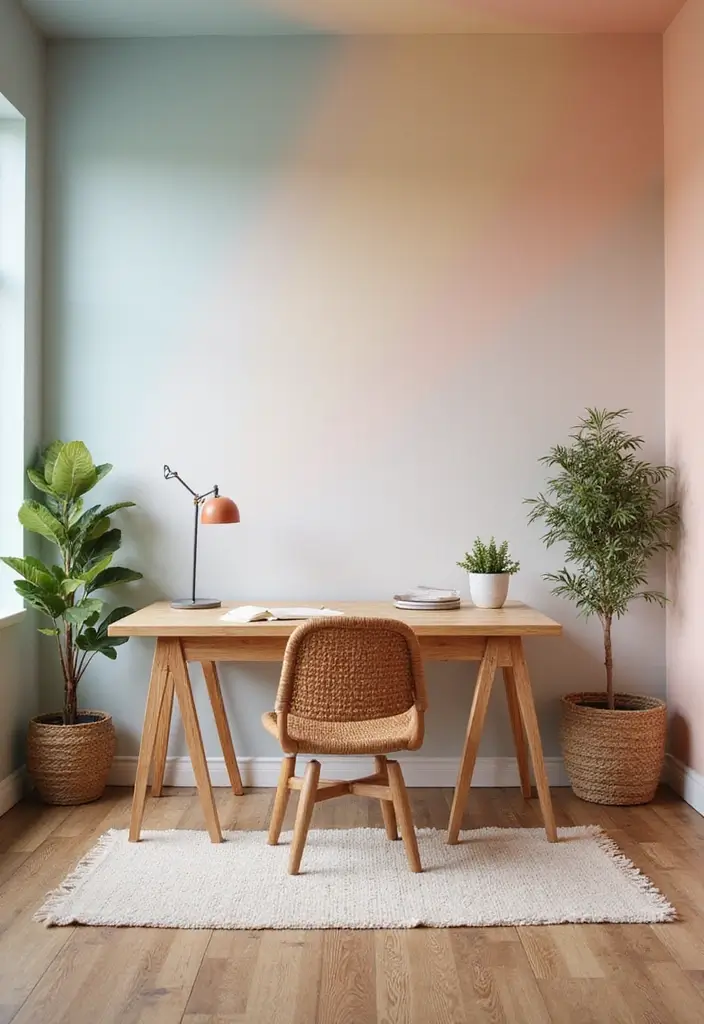 18 Boho Office Ideas That Bring Creative Energy - 11. Soft Color Gradients