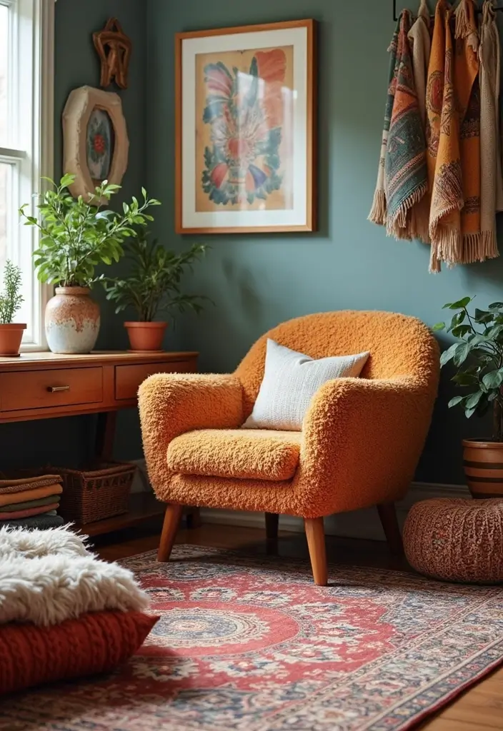 18 Boho Office Ideas That Bring Creative Energy - 3. Cozy Textiles