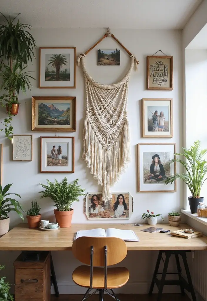 18 Boho Office Ideas That Bring Creative Energy - 5. Unique Wall Art
