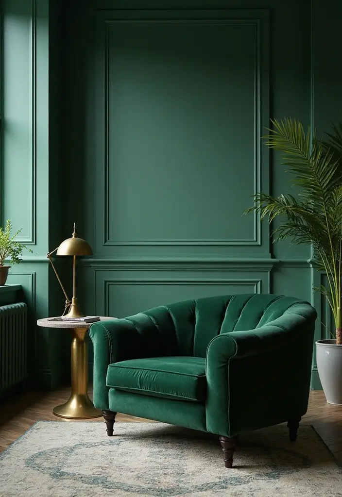 18 Dark Green Office Designs That Look Luxurious - 1. Emerald Elegance
