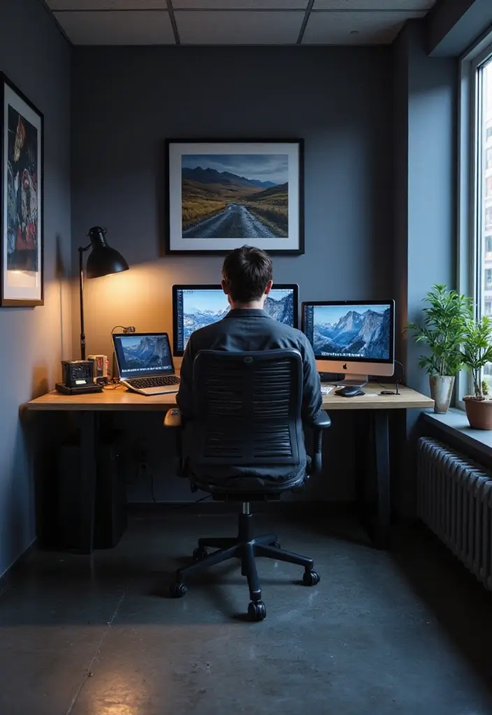 18 Masculine Home Office Ideas That Look Bold - 6. Tech-Savvy Workspace