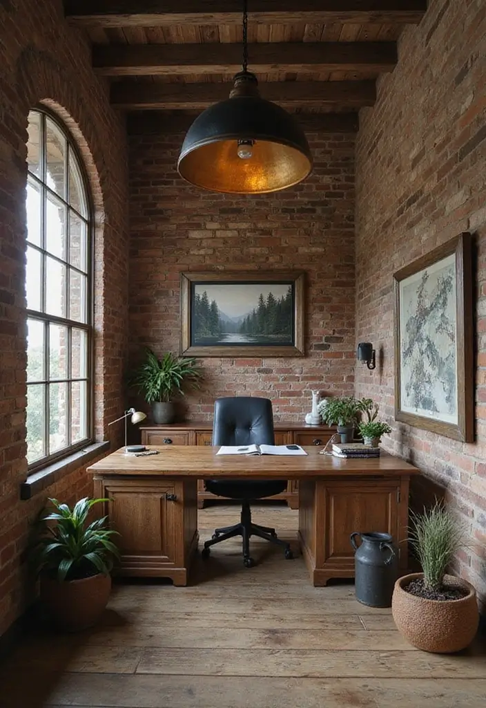18 Masculine Home Office Ideas That Look Bold - 8. Rustic Elements