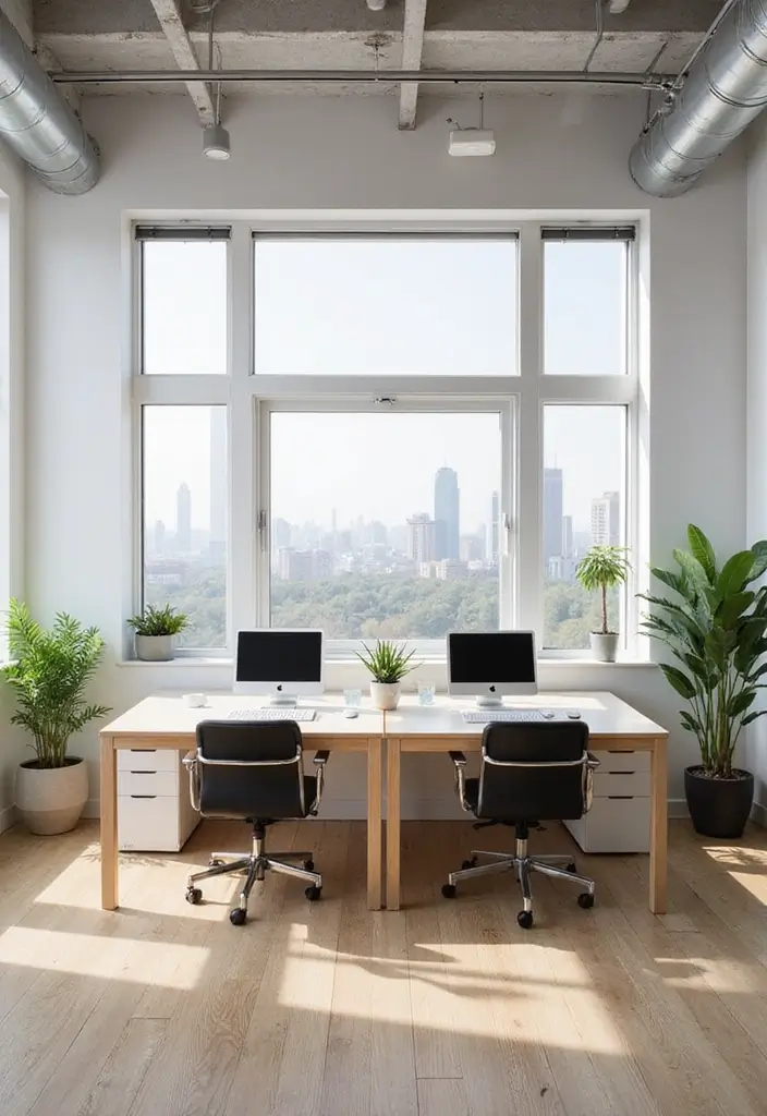 18 Two Desk Home Office Layouts for Productivity - 16. Dual Desks with an Open Concept