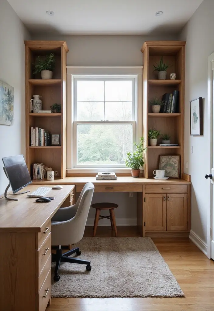 18 Two Desk Home Office Layouts for Productivity - 7. Dual Desk Setup with Integrated Storage