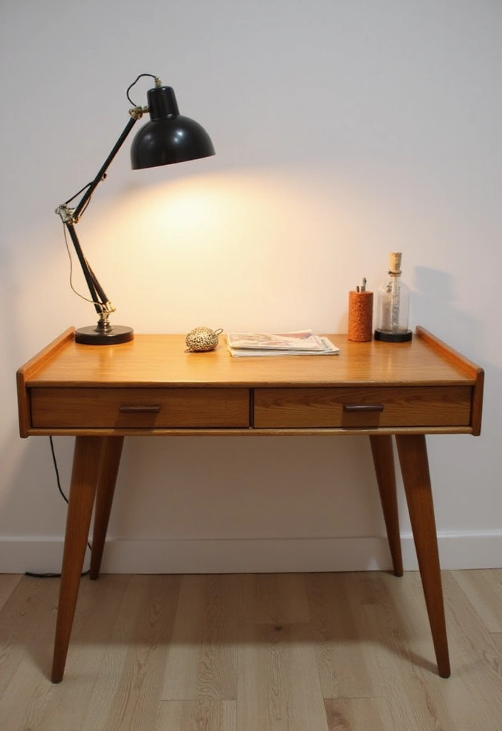 18 Vintage Office Decor Ideas That Feel Timeless - 1. Mid-Century Modern Desks