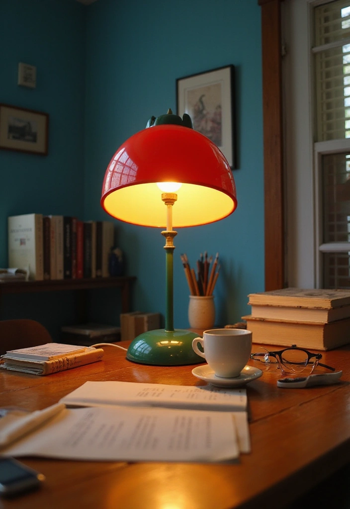 18 Vintage Office Decor Ideas That Feel Timeless - 6. Nostalgic Lighting Fixtures