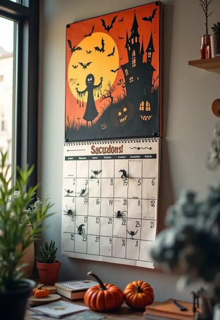 20 Halloween Office Decor Ideas That Are Spooky & Fun - 11. Bewitching Wall Calendars