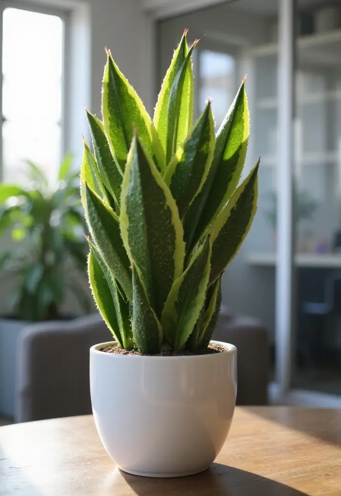 20 Best Plants for Office Spaces (Easy & Stylish) - 1. Snake Plant (Sansevieria)