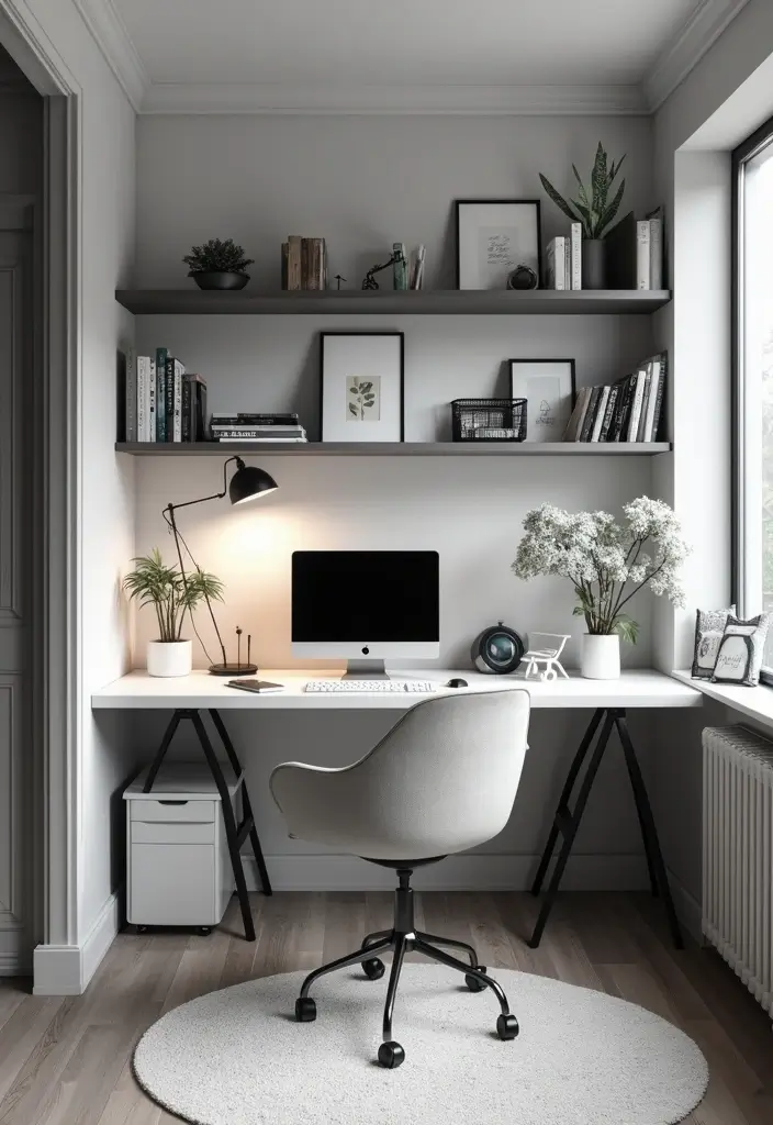 20 Black & White Home Office Designs That Always Work - 12. Efficient Storage Solutions